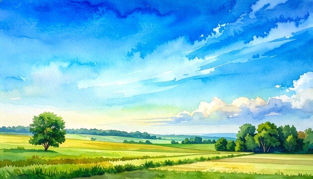 Fresh Summer Blue Sky Over Rural Landscape2
