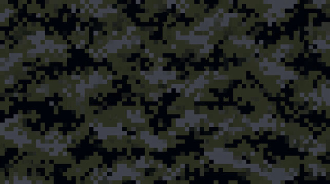 Dark Green Digital Camouflage Pattern Texture Background