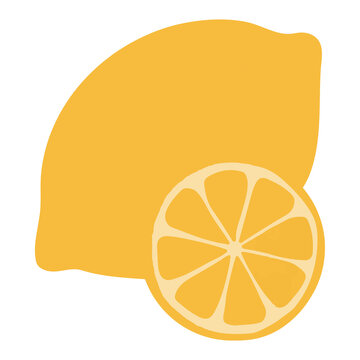 Fresh yellow lemon fruit with lemon slice citrus vector illustration