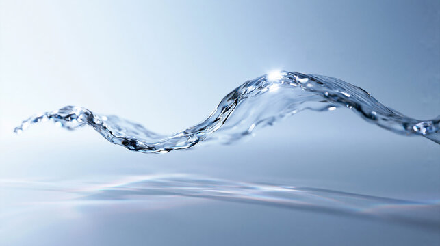 Clean Water Wave Splash Motion on Blue Background