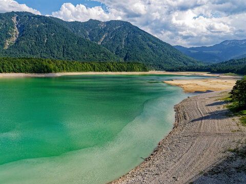 Sylvensteinsee bei Niedrigwasser