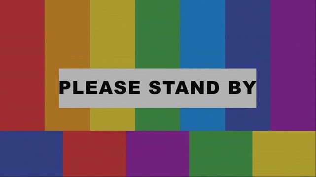Retro TV Color Bars Rainbow Glitched Please Stand By Screen Motion Signal Error Animation