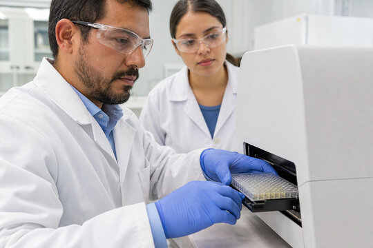 Researcher Loading Samples Into Microplate Reader