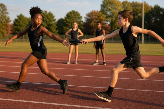 Youth Track Relay Handoff Practice