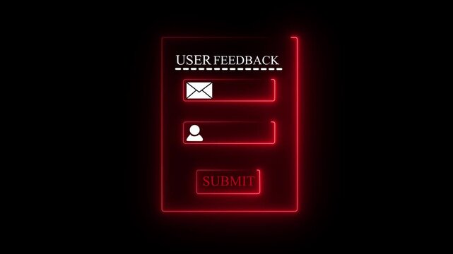 red user feedback interface concept on the transparent background. Perfect for UX review, online comment form and digital user response animation.Motion graphics of concept