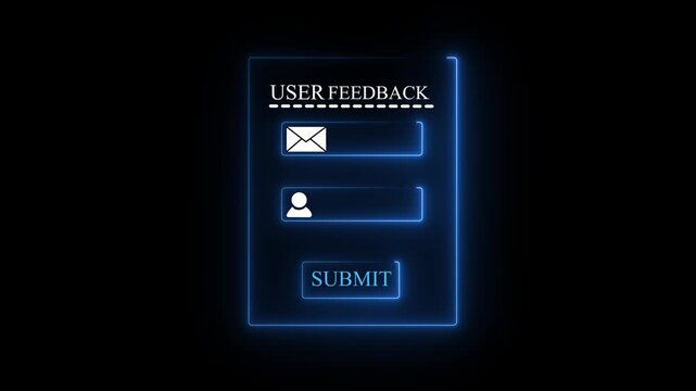 Blue user feedback interface concept on the transparent background. Perfect for UX review, online comment form and digital user response animation.Motion graphics of concept
