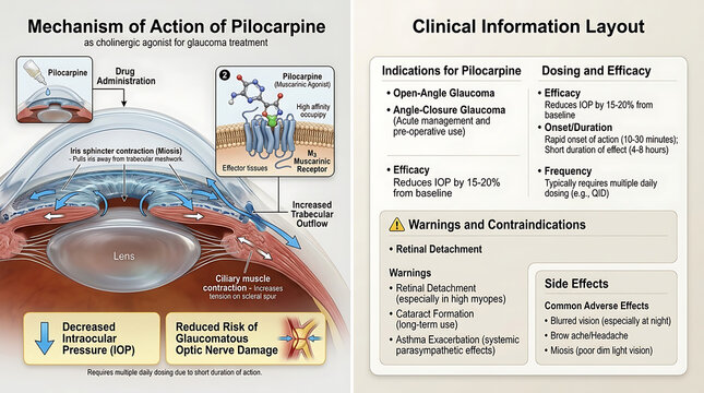 Pilocarpine Cholinergic Agonist Mechanism Miosis and Trabecular Outflow Increase for Glaucoma (Isopto Carpine)