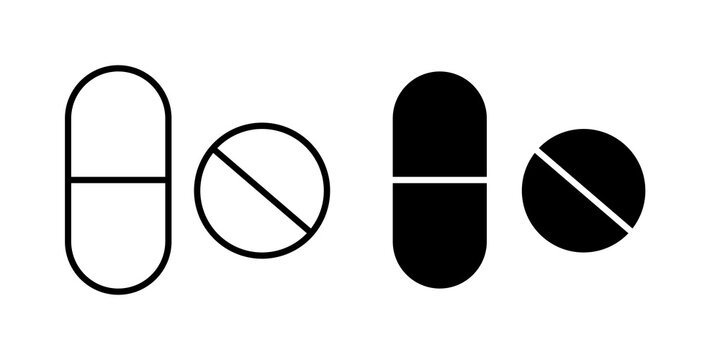 Medicine tablet icon outline artwork pack. EPS10