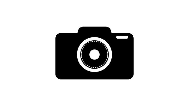 Animated camera icon flash effect on white background looping footage
