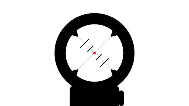 Target icon animation on a white background. Sniper Scope icon. Aim animation.Military target icon animation. Lens effect, Rifle scope, suitable for Military video