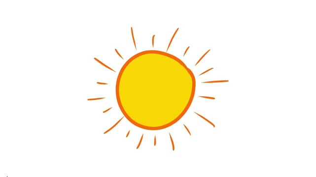 Cheerful and bright hand-drawn sun illustration radiating warmth and positivity, perfect for summer designs and nature themes