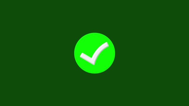 Animated reveal of a white check mark icon in a green circle. Isolated on a white background. Motion graphics of success concept, Check Mark, Tick, Yes, OK Symbol Animation. approved tick mark icon