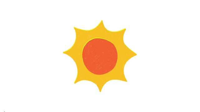 Vibrant and minimalist vector depiction of the sun, representing sunshine, heat, and a sunny disposition for various designs