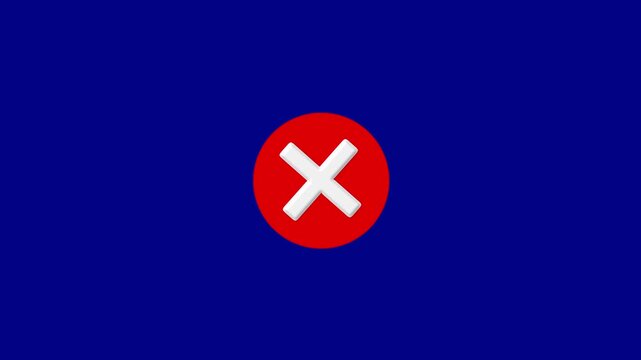 Red cross painted by wide brush, X cross Mark, wrong Grunge check mark animation video with alpha channel. Red cross mark animation, 4k loop abl with