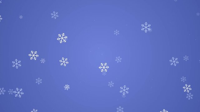 Gentle Snowflakes Falling Down on a Soft Blue Background Animation.