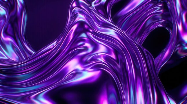 3D illustration of an iridescent liquid metal surface with ripples