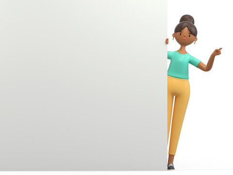 3D people holding an empty white board for insert a concept