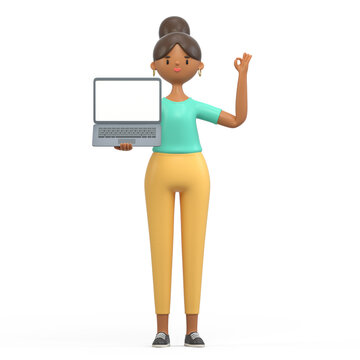 A woman using a laptop