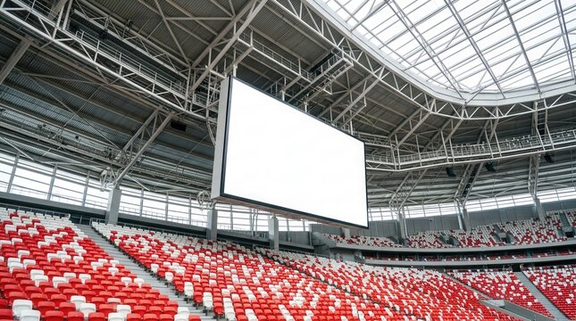 Blank scoreboard in a modern sports stadium with copy space for event score, advertising, or video display during games