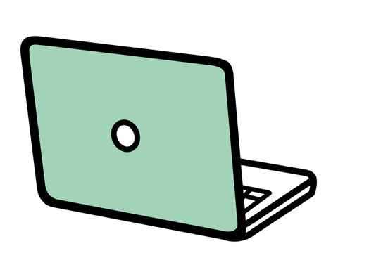 Green mint laptop computer back view icon transparent background