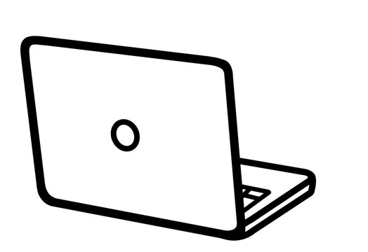 Black outline laptop computer back view icon transparent background