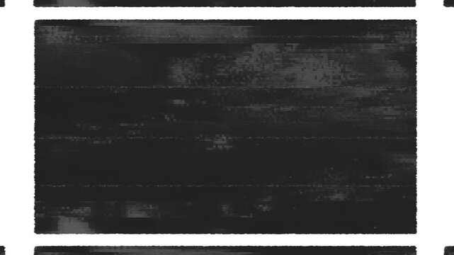 Monochrome digital noise glitch video background loop with static screen distortion effect
