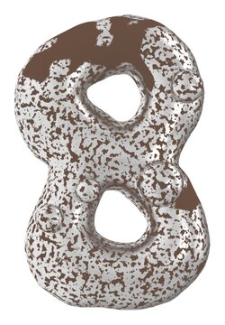 8 weathered chunky irregular form number , 3d render