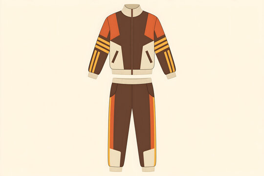 Retro Tracksuit Vector, Vintage Athletic Sportswear Jacket and Pants Set