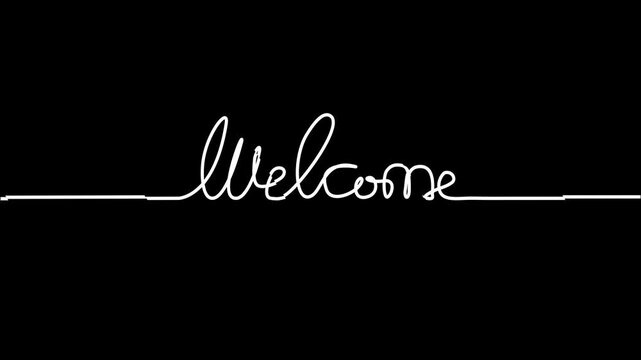 welcome text animation on black background. 4k animated typography for end opener videos, social media.