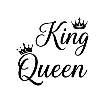 Elegant black king and queen typography with crown icons, typography