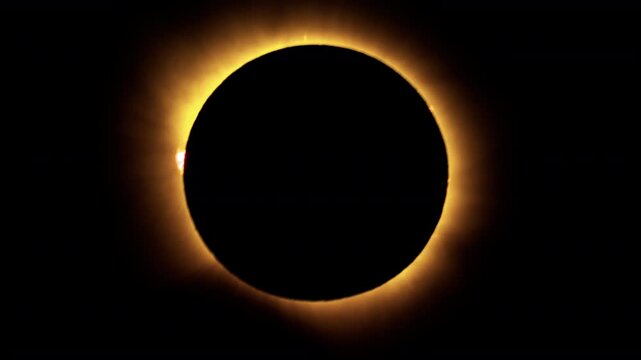 moment of totality during the 2026 solar eclipse when the moon cast a shadow over the sun 