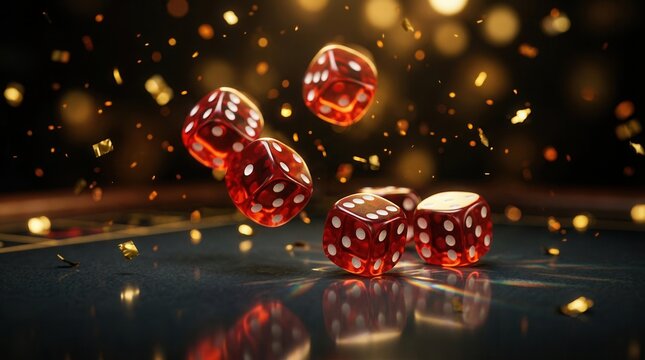 Vibrant casino craps table featuring an exciting action shot of throwing dice