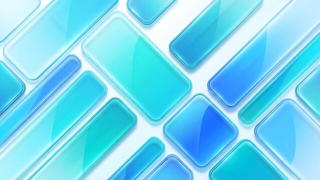 Abstract blue glass tiles background, glossy geometric crystal blocks, modern translucent mosaic pattern for tech design 4K
