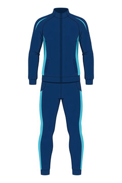 Tracksuit Vector, Modern Navy Blue Athletic Sportswear Set with Cyan Accents