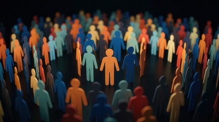 Obraz premium Teamwork, collaboration, unity, and community illustrated by a group of paper people standing in a circle.