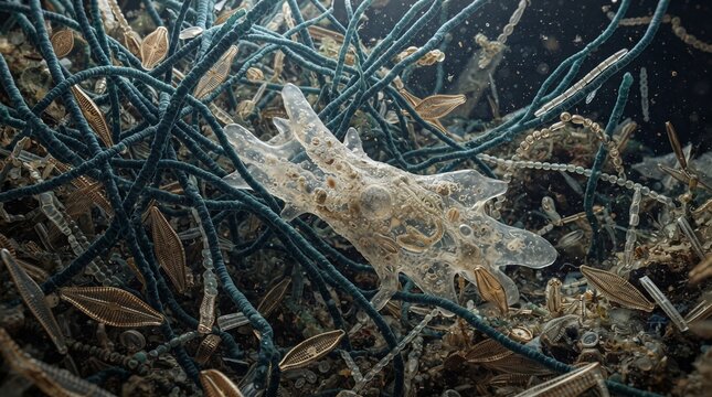Underwater Ghost Net Entangles Marine Debris and Sea Life.