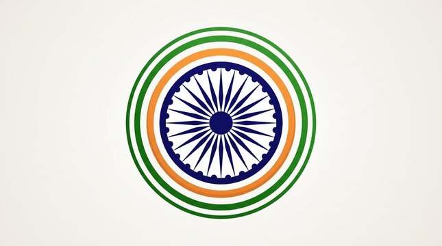 Indian Flag Ashoka Chakra Emblem Symbol in Circular Design.