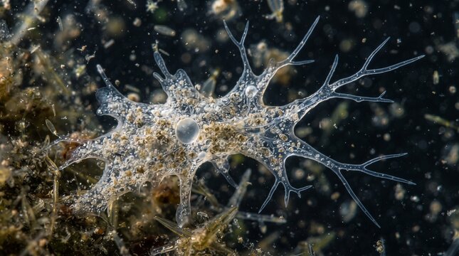 Close-up of a unique marine creature with intricate, branching appendages underwater.
