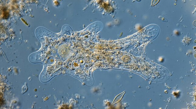 Microscopic view of a rotifer organism with internal structures visible.