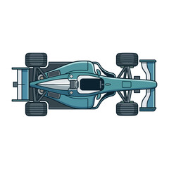 Fototapeta premium Top View Teal Racing Car Isolated On Transparent Background, Formula 1 Style Open Wheel Sports Vehicle
