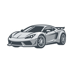 Fototapeta premium Sleek Silver Sports Car Illustration, Isolated on Transparent Background - Modern Automotive Design