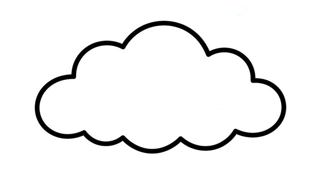 Coloring book page featuring a black outline illustration of a cartoon style cloud on white background
