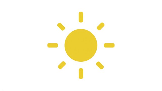 Bright and Warm Sun Symbol Vector Icon Illustration for Weather Forecast and Summer Day Designs &ndash; Simple Yellow Graphic Element for UI/UX
