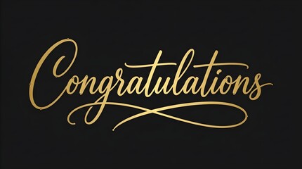 Obraz premium Congratulations gold text on black background. Elegant calligraphy for celebration cards.