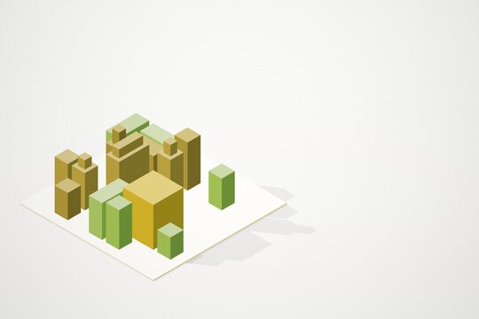 Isometric abstract blocks on white background