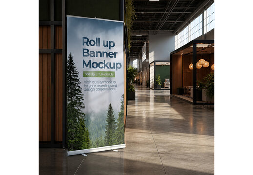 Roll Up Banner Mockup for Professional Brand Identity Showcase