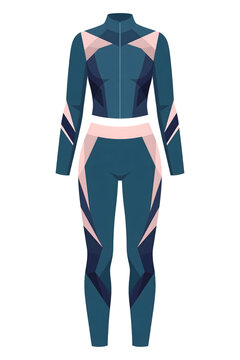 Women's Tracksuit Vector, Modern Athletic Sportswear Set with Geometric Design