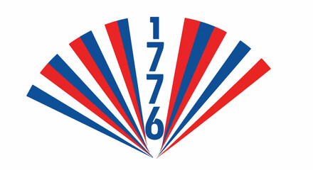 Fototapeta premium Patriotic 1776 Fan Burst Graphic for US Independence Day