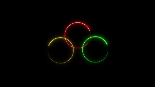 Glowing neon light circle loading icon animation.