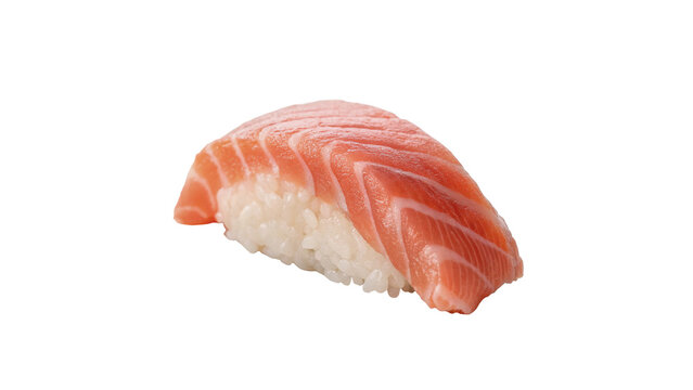 Single fresh delicious salmon nigiri sushi piece japanese isolated on transparent background